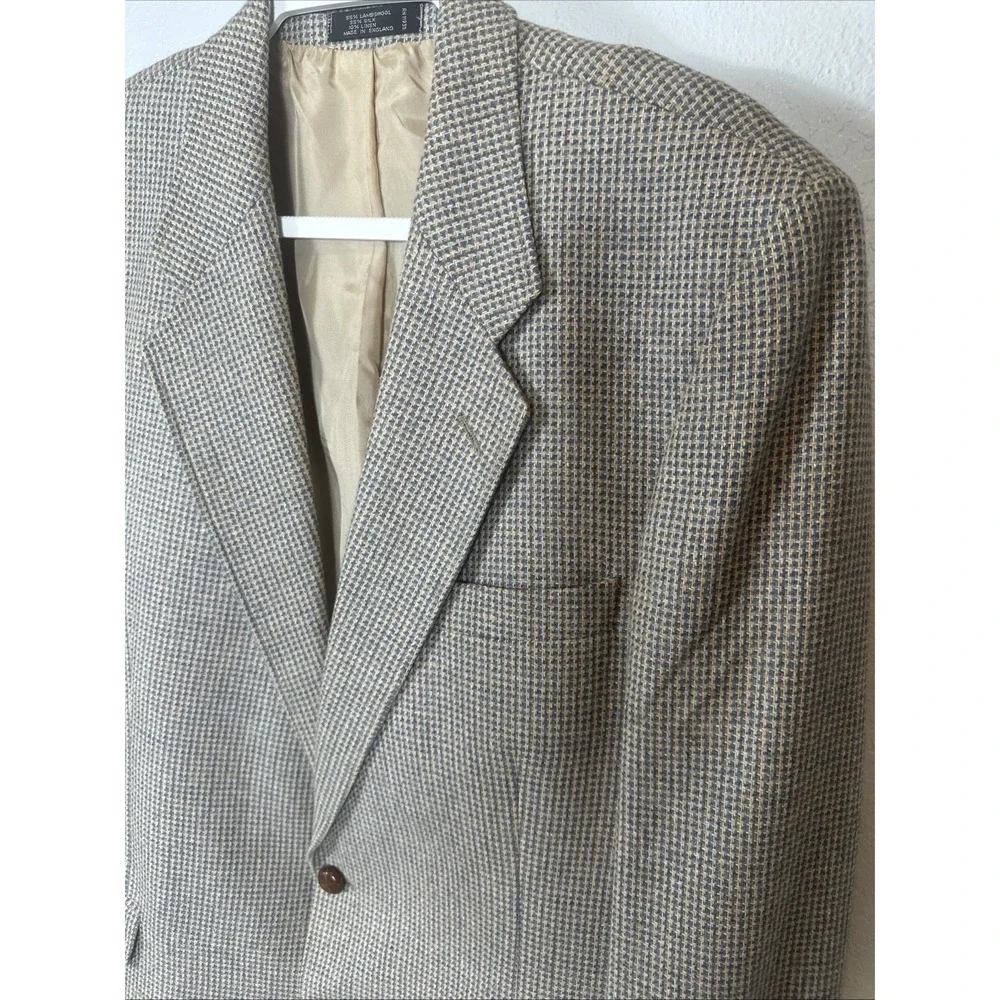 Stafford Executive Mens 42R Gray Taupe Tweed Wool Linen Silk Classic Sport Coat
